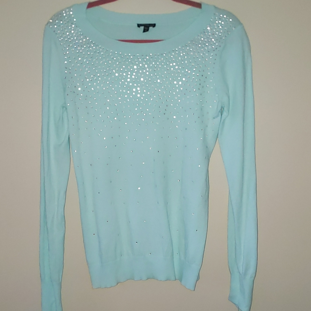 Express Sparkle Rhinestone Crewneck Sweater